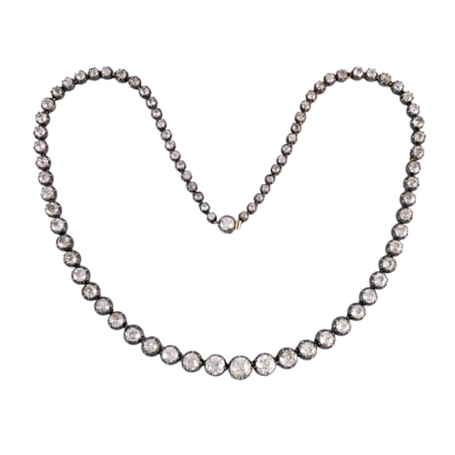 19th century graduated diamond collet necklace, c.1880,